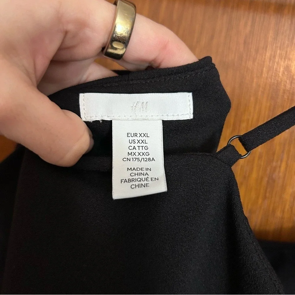 H&M Mini Dress Black Square Neck Side Slit XXL - Picture 6 of 10